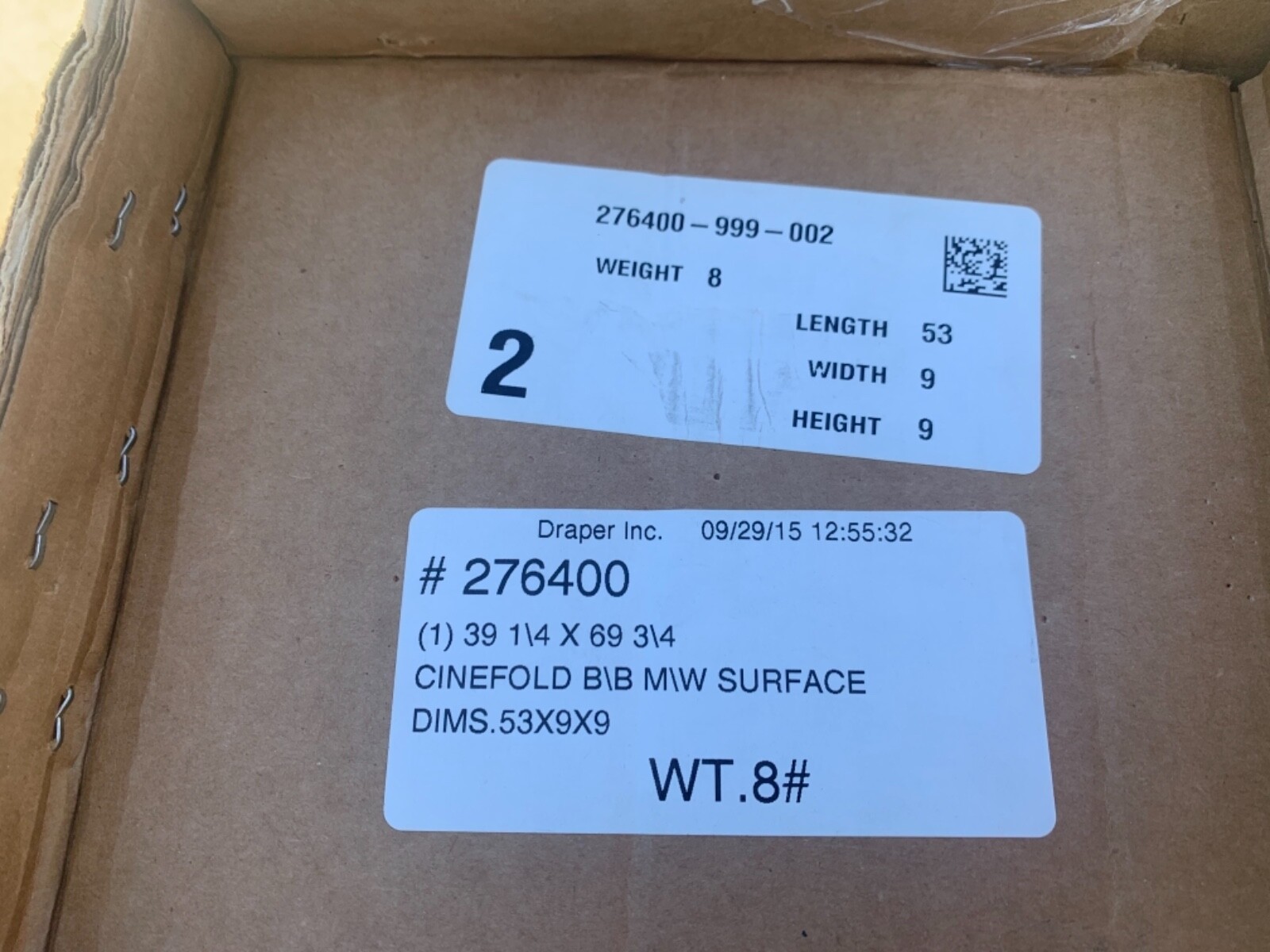 DRAPER CINEFOLD B\B M\W SURFACE ONLY PROJECTOR SCREEN NEW IN OPEN BOX 39” x 70”