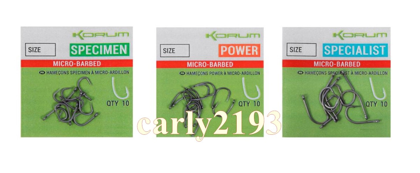 Korum Xpert Fishing Hooks Full Range Barbed / Barbless - Power - Specialist