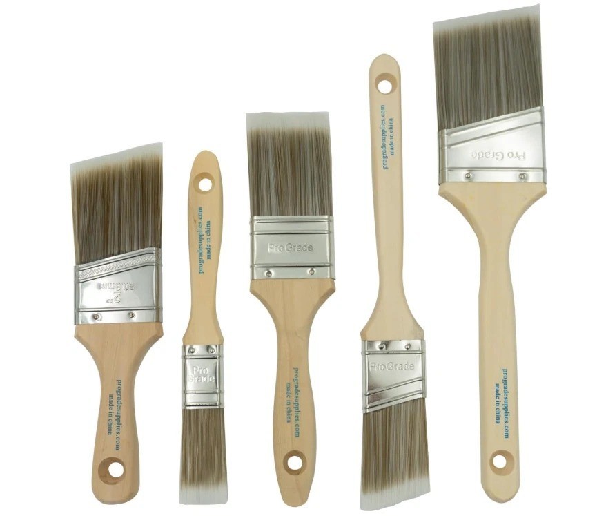 Pro Grade, Paint Brushes, 5-Piece, Paint Brush Set: Flat & Angle Brushes for ...