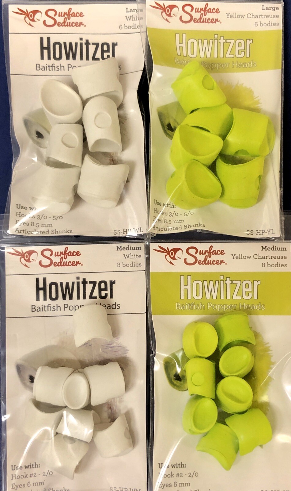 SURFACE SEDUCER HOWITZER BAITFISH POPPER HEADS. U PICK SIZE/COLOR. PIKE, BASS.