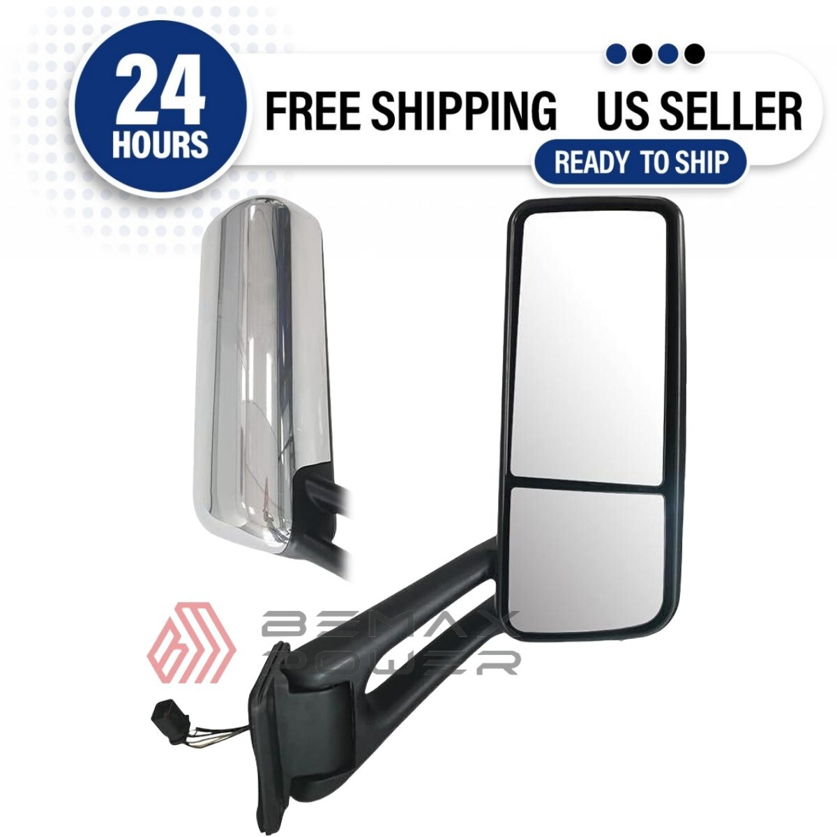 Chrome Heated Door Mirrors for 2012-2020 Peterbilt 579 567, Right Passenger Side
