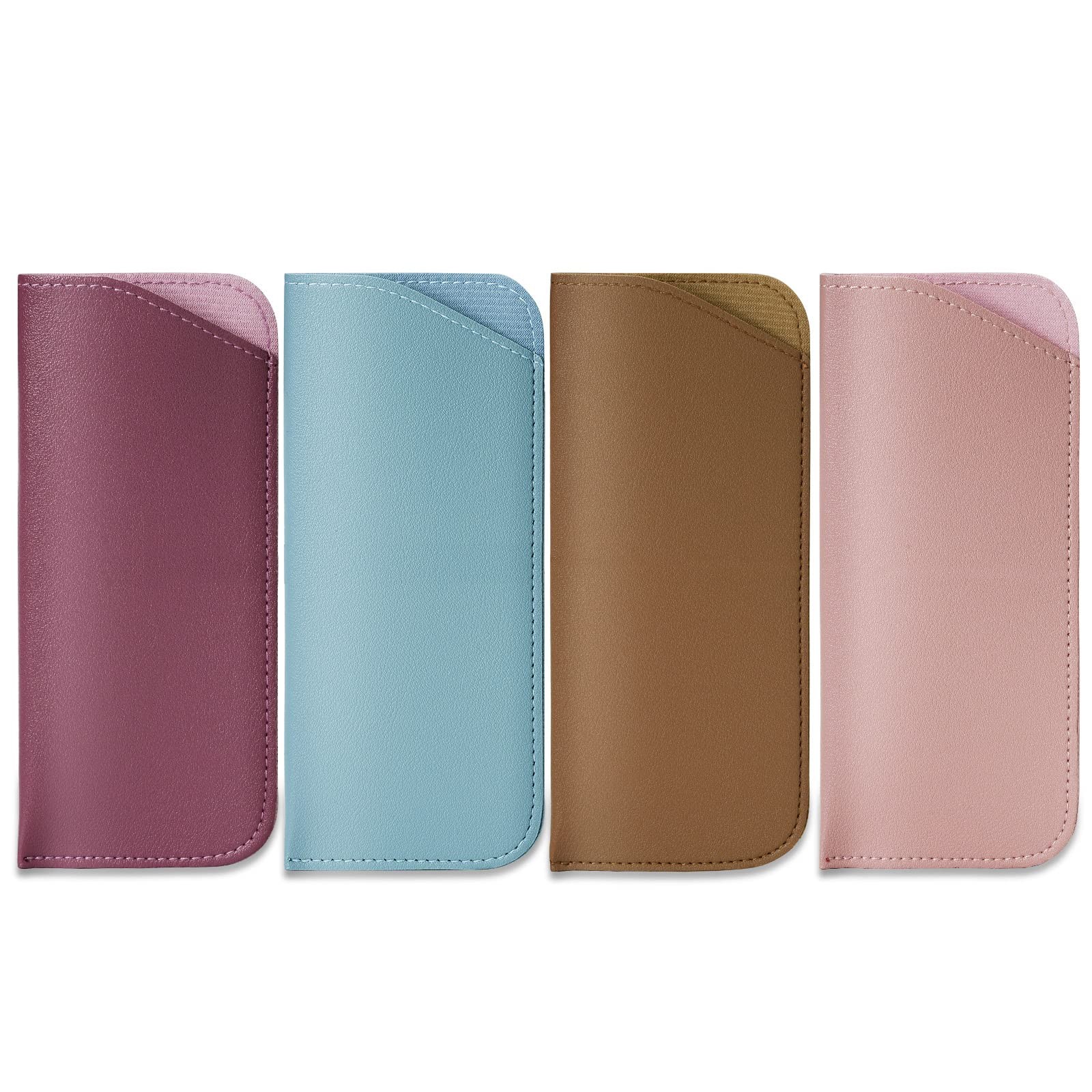 4 Pack Soft Eyeglasses Case Portable Leather Glasses Pouch Sunglasses Case