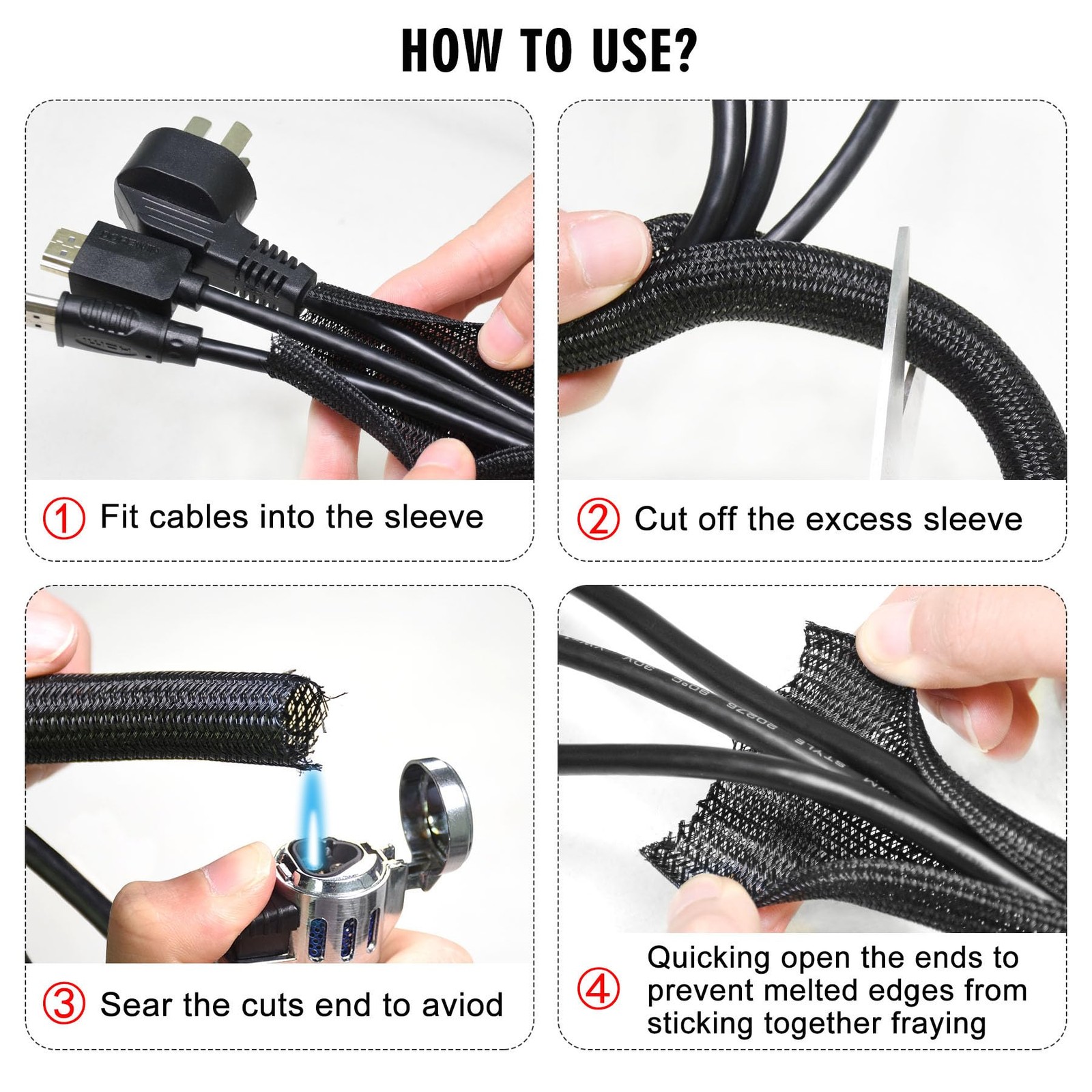 Moxita 10ft - 1/2 inch Cord Protector Cable Sleeve Split 1/2"-10ft, Black