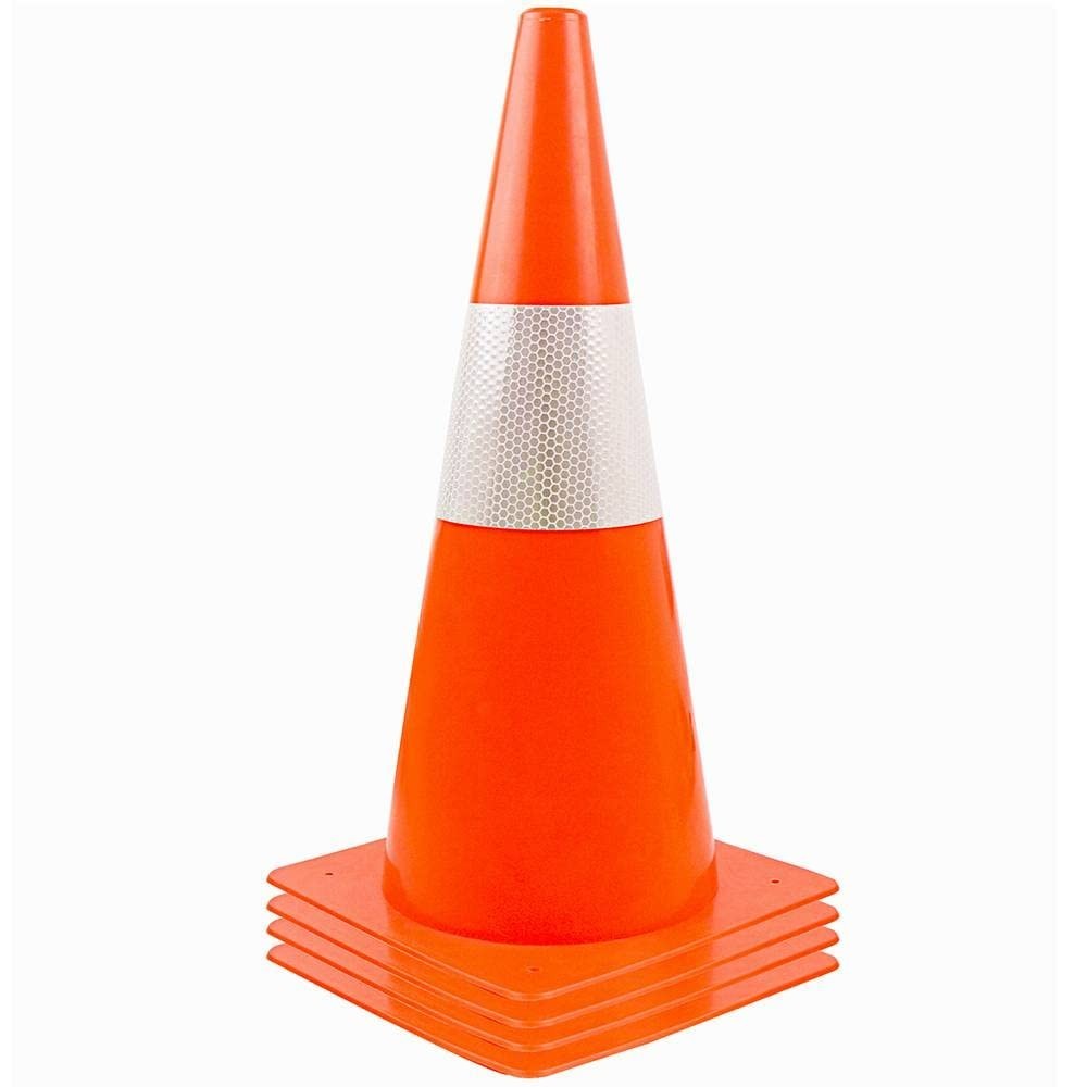 Stackable 12-inch Traffic Cones with Reflective Collars - Multi-Use Pack of 4