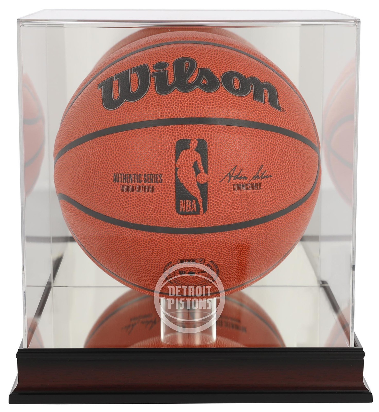 Detroit Pistons Mahogany Team Logo Basketball Display Case with Mirrored Back
