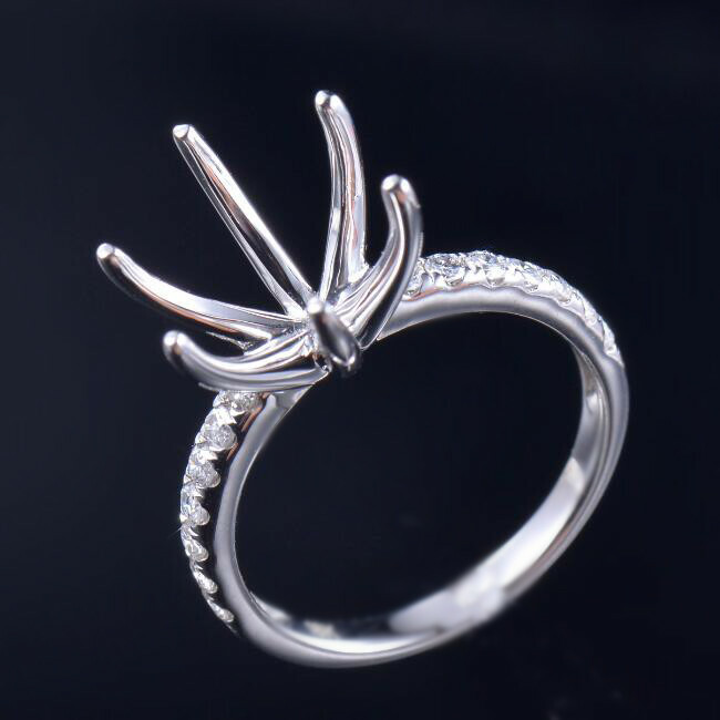 Round 11MM Natural Diamond Women Prongs Ring Engagement Semi Mount Platinum 950