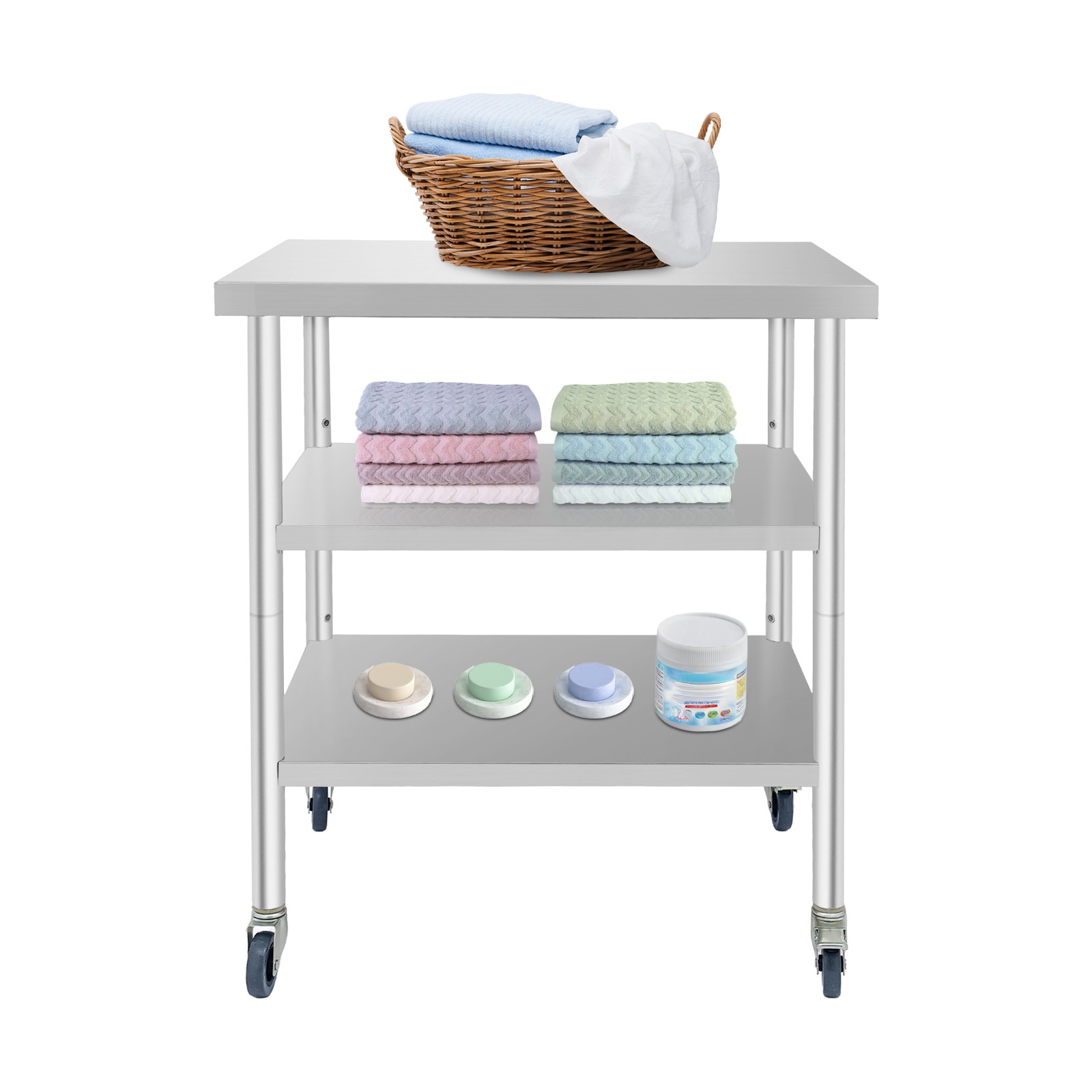 Work Table Commercial Work Table with Adjustable Under Shelves 3-Tier Work Table