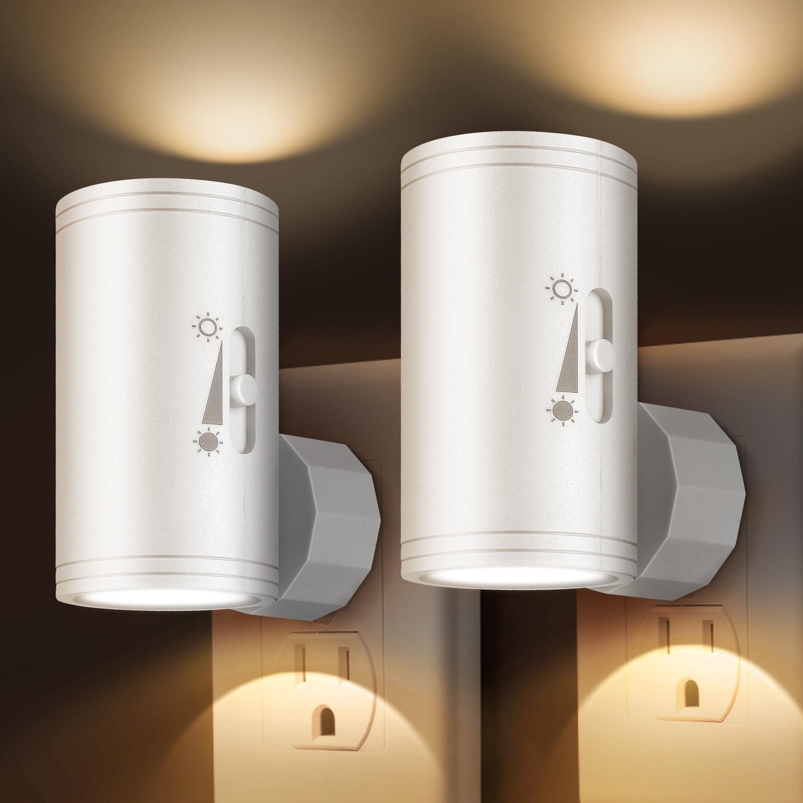 SETEN LED Plug-in Wall Night Light with Dimmable 0-300 Lumens, 2 Pack, 2700K