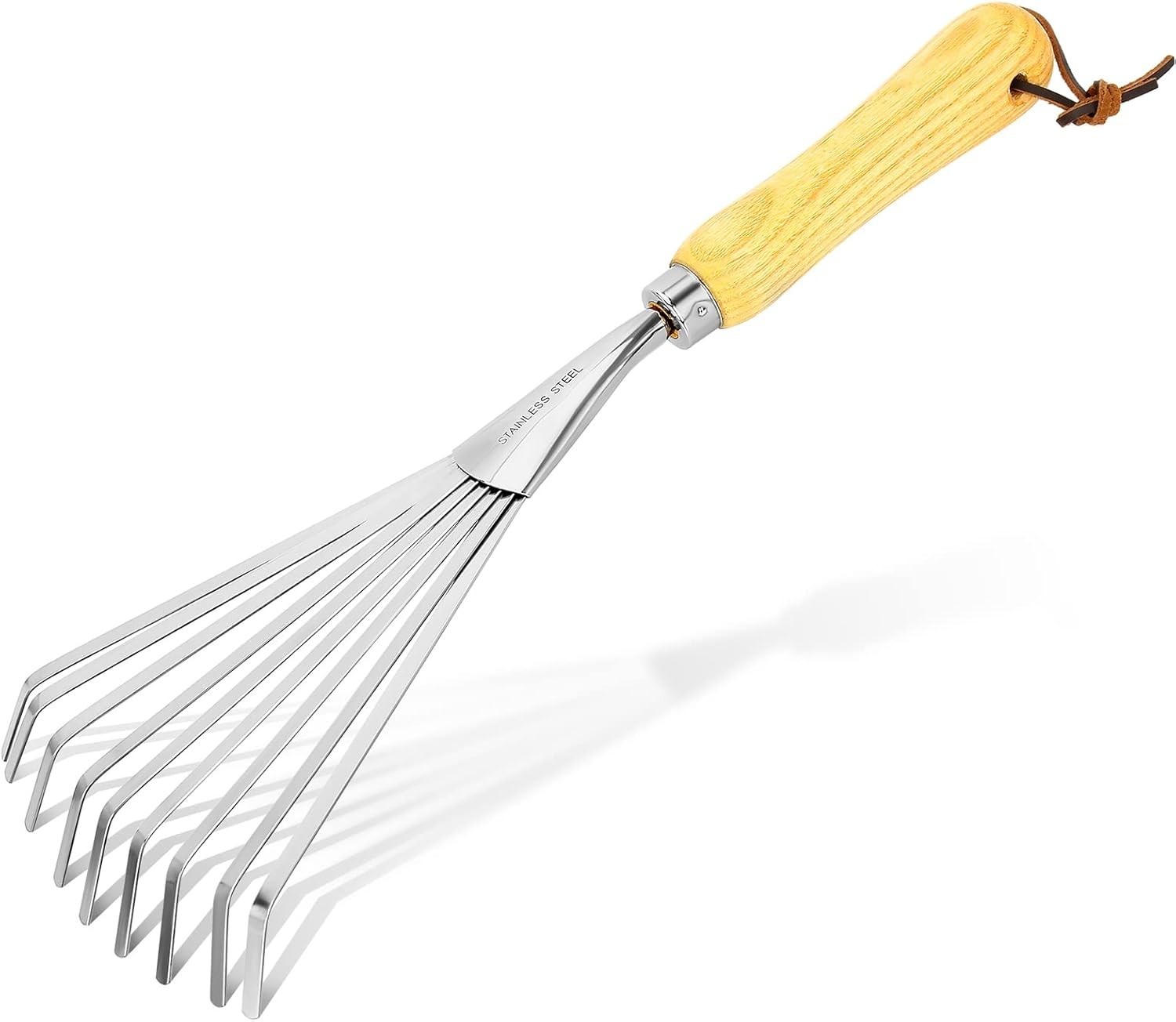 Garden Hand Rake Stainless Steel Small Leaf Rakes Soil Tiller with Ergonomic