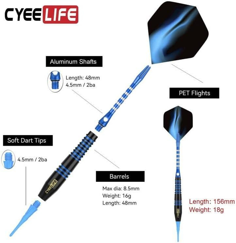 Darts Plastic Tip - Soft Tip Darts Set - 12 Pcs 18 Gram with 4 Colors