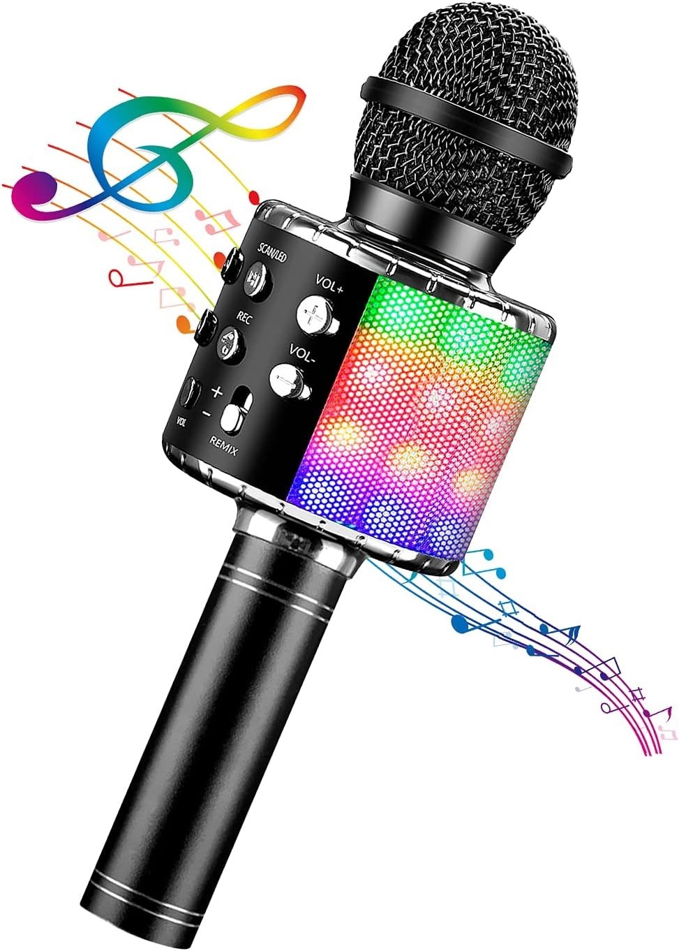 Microfono Inalambrico Karaoke 4 en 1 LED Portatil Ninos Regalo Juguete Adultos