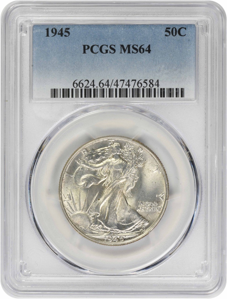 1945 Walking Liberty Silver Half Dollar MS64 PCGS