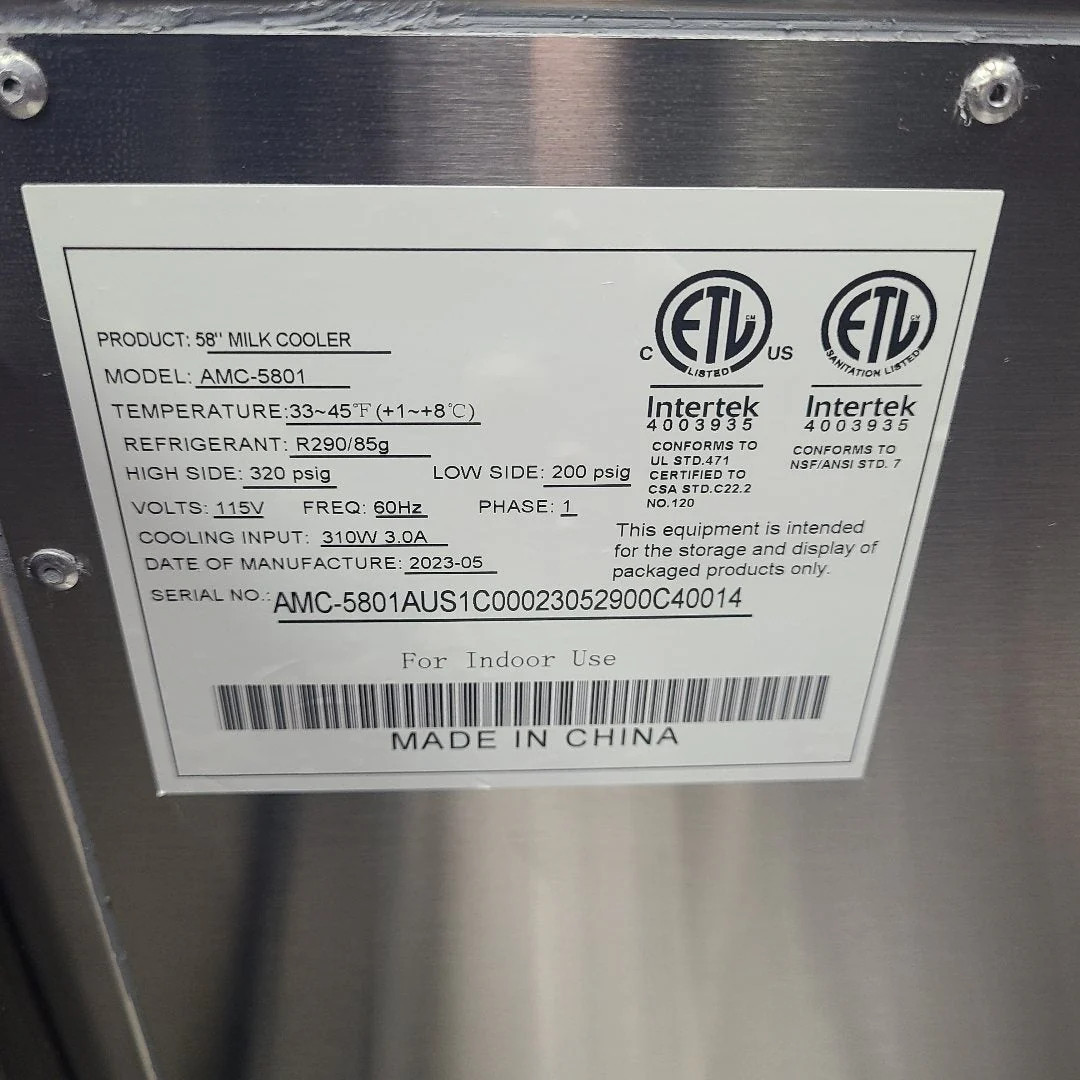 Atosa AMC-5801 58" Single Sided Forced Air Milk Cooler (Scratch & Dent 0014)