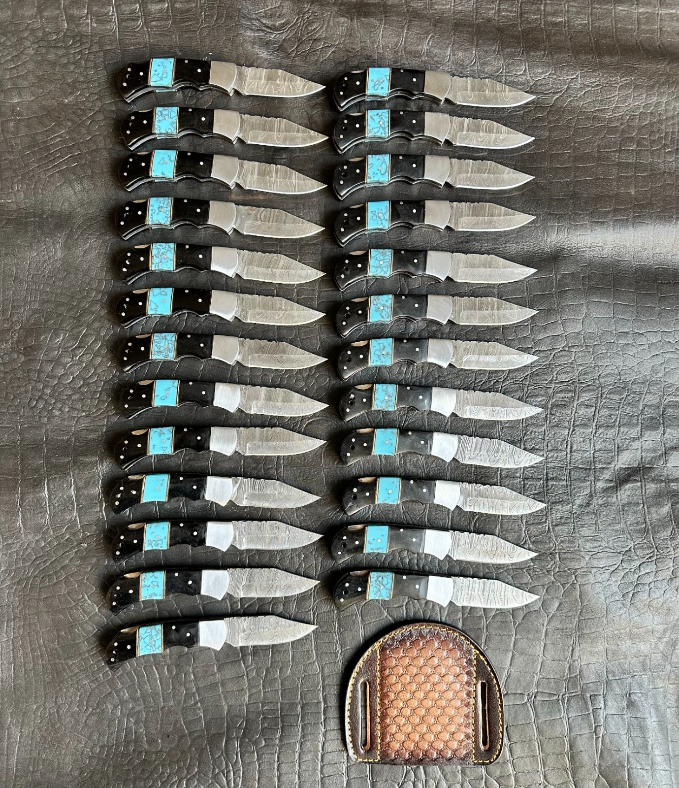 Lot of 25 Custom Handmade Damascus Steel Folding Knife 7 inches_ Pocket Knife