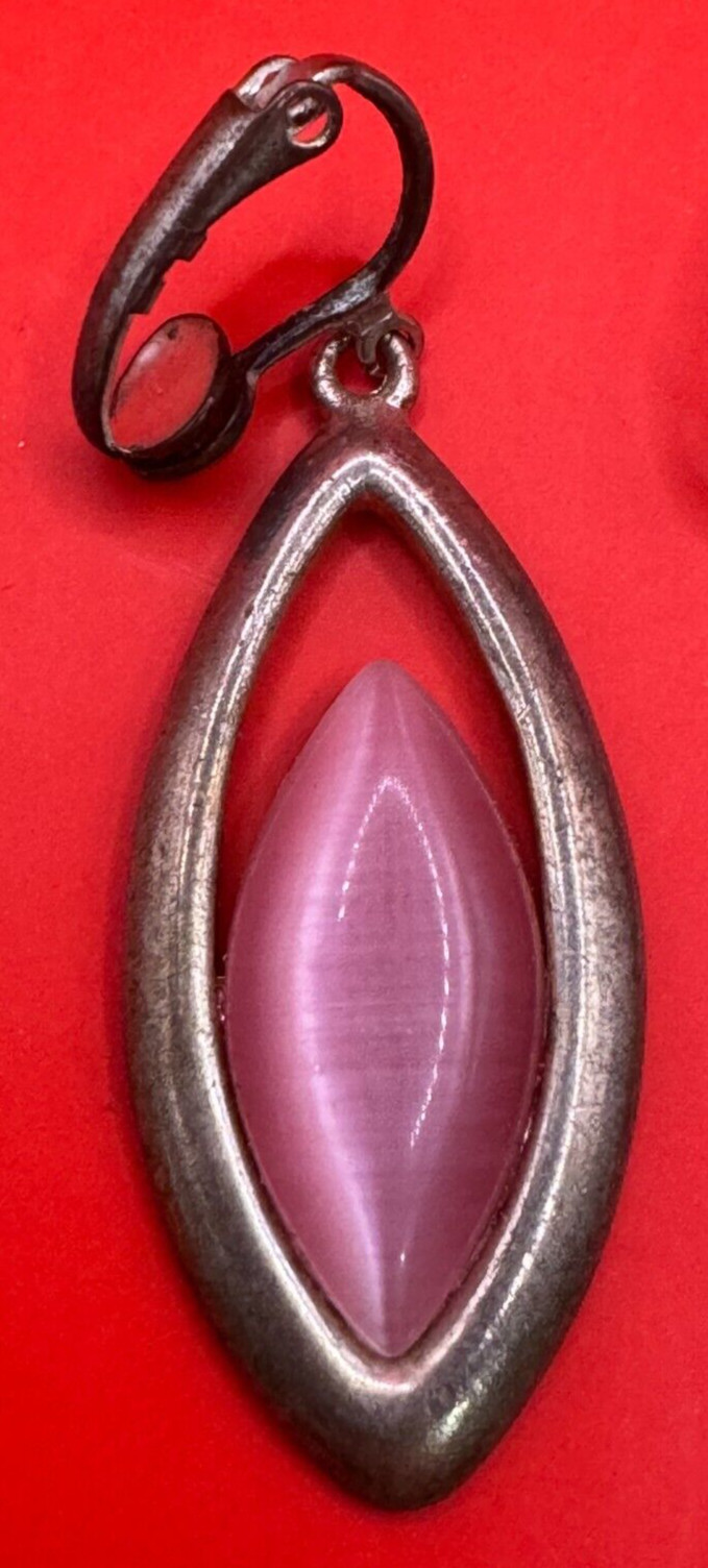 Vintage Silver and Pink Clip On Earrings