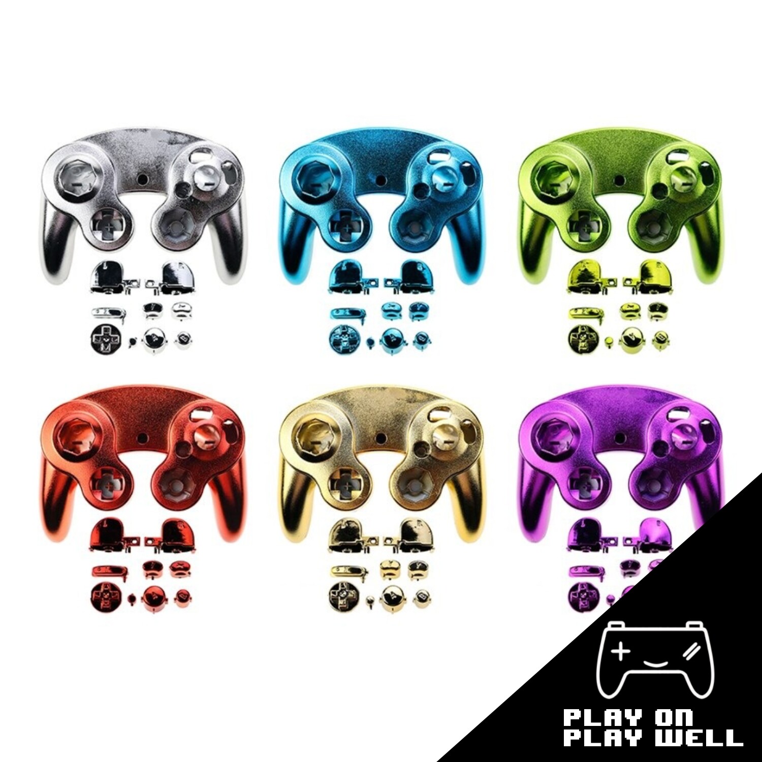 Chrome Housing Shell Cover Handle Case Buttons Mod For Nintendo GC NGC Gamecube