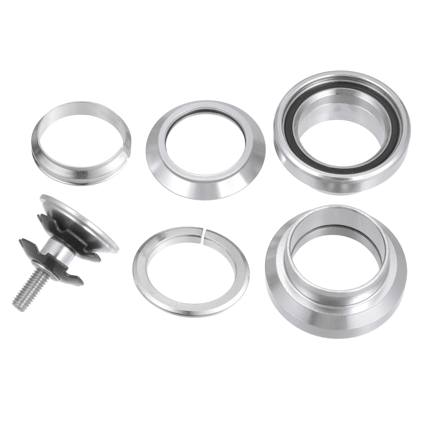 Universal Pack (1) 34mm 1-1/8" Threadless Bicycle Headset Combo Silver Tone