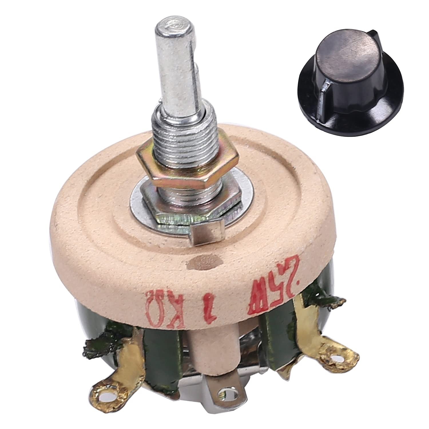 Fielect 25W 1K Ohm Ceramic Wire Wound Potentiometer Linear Rotary Resistor Rh...