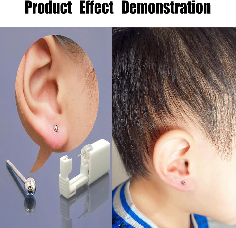 Ear Piercing Kit, 2 Pcs Disposable Gun with Silver -3mm
