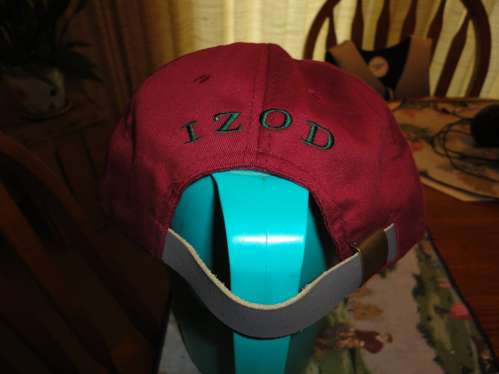 Izod Hat cap osfm leather strapback buckle Vtg