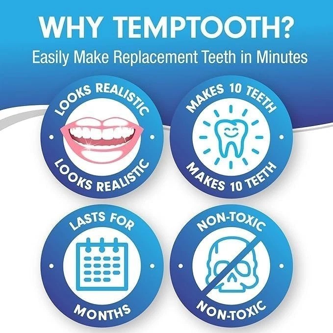 Complete DIY Temporary Tooth Replacement Kit - Create Up to 10 Realistic Teeth