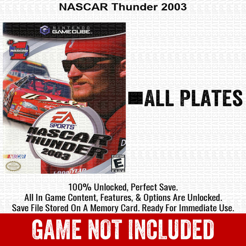 NASCAR Thunder 2003 100% Nintendo GameCube Memory Card Save CHEATS