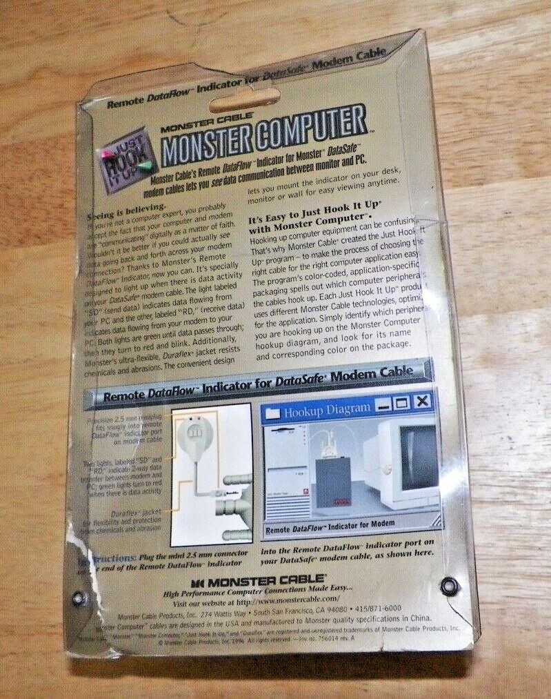 MONSTER CABLE / MONSTER COMPUTER REMOTE DATAFLOW INDICATOR - DataSafe - NOS!
