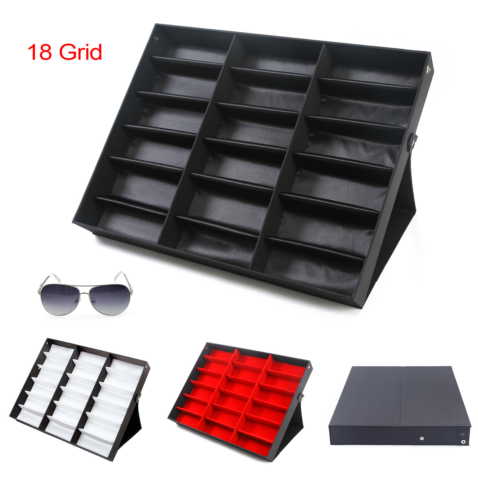 18 Slot Eye Glasses Case Eyewear Sunglasses Display Storage Box Holder Organizer