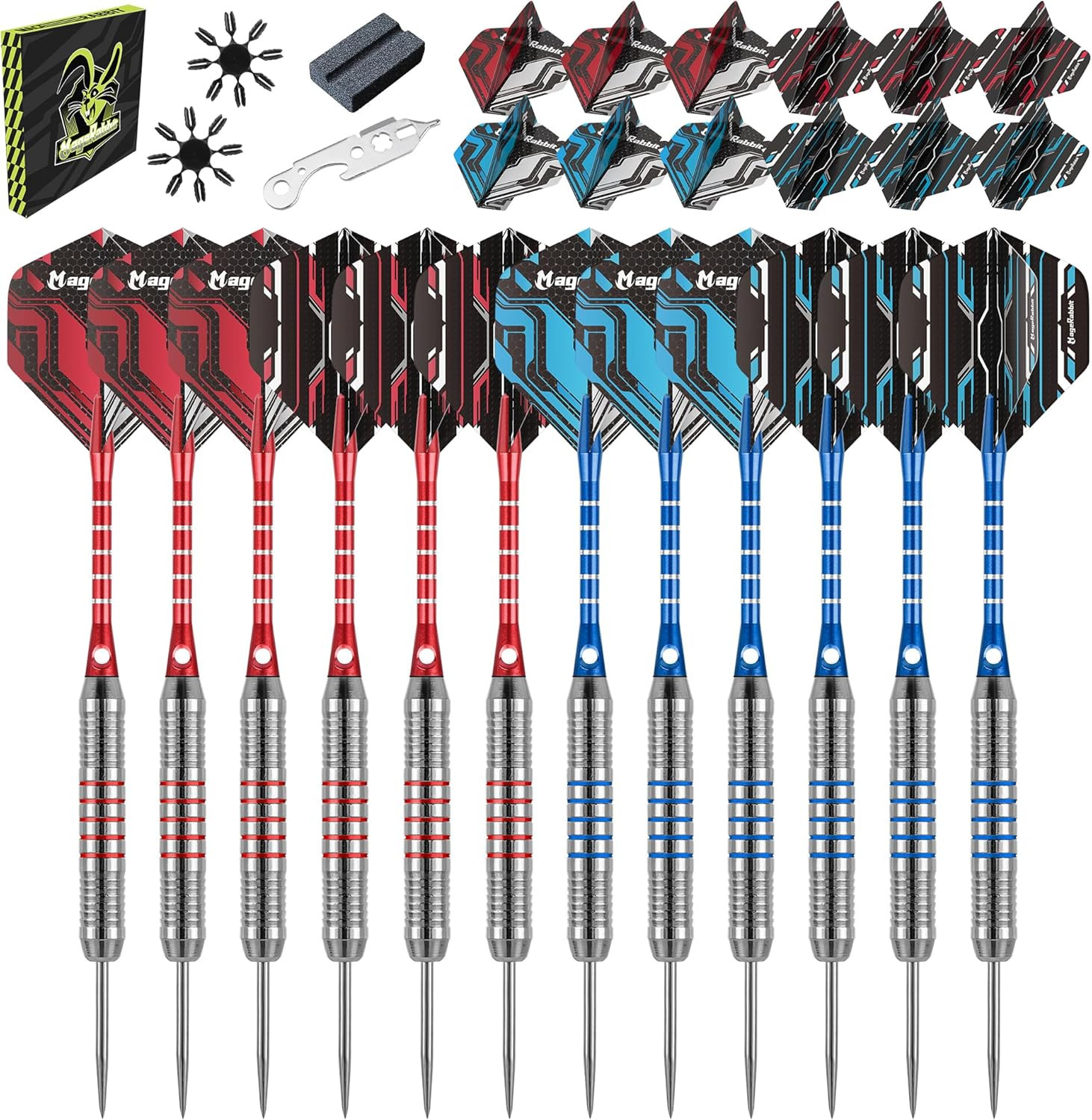 Darts Metal Tip Set 12pcs+24pcs Dart Flights+Dart Accessories Kit.Professiona...