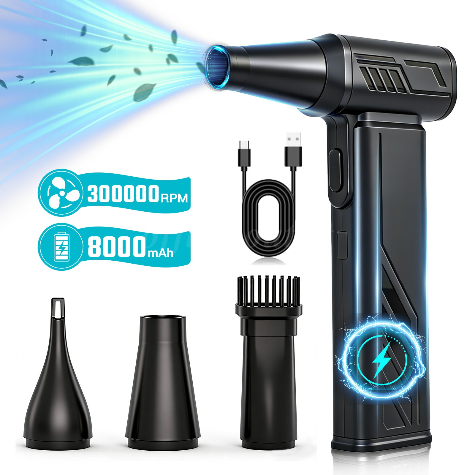Brushless 300,000 RPM Air Duster High Power Cleaner Kit With 5 Wind Speeds
