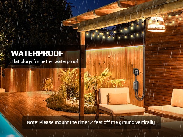 DEWENWILS Outdoor Timer Outlet Waterproof Programmable 2 Outlet 15A Heavy Duty