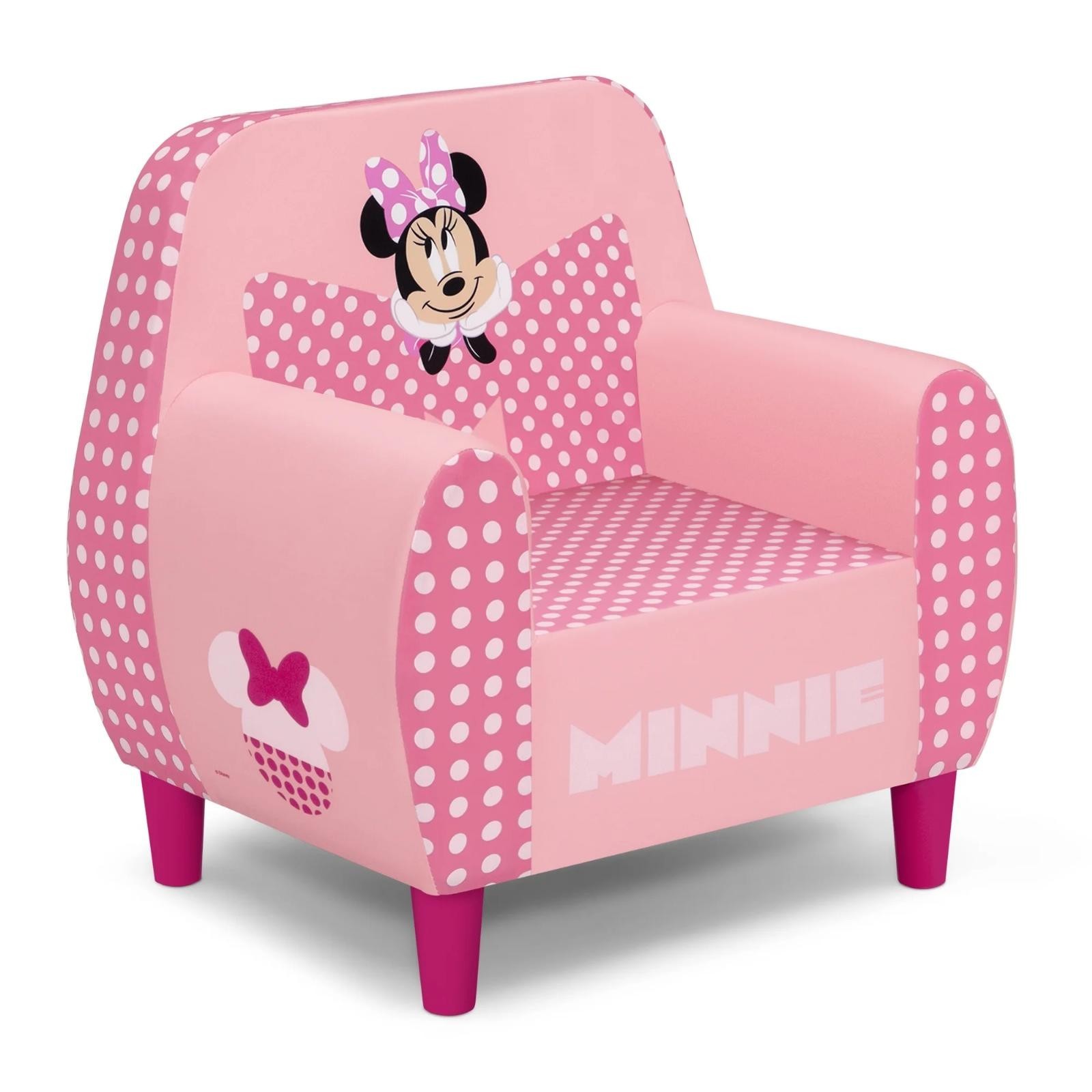 Toddler Disney Minnie Mouse Pink Upholstered Armchair For Kids Bedroom Furniture
