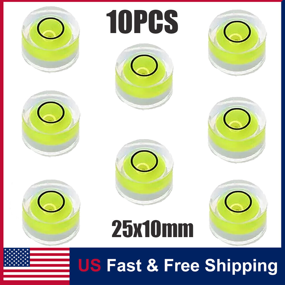 10PCS Mini Circular Bullseye Bubble Levels 25 x 10mm for Layout Non Adhesive New