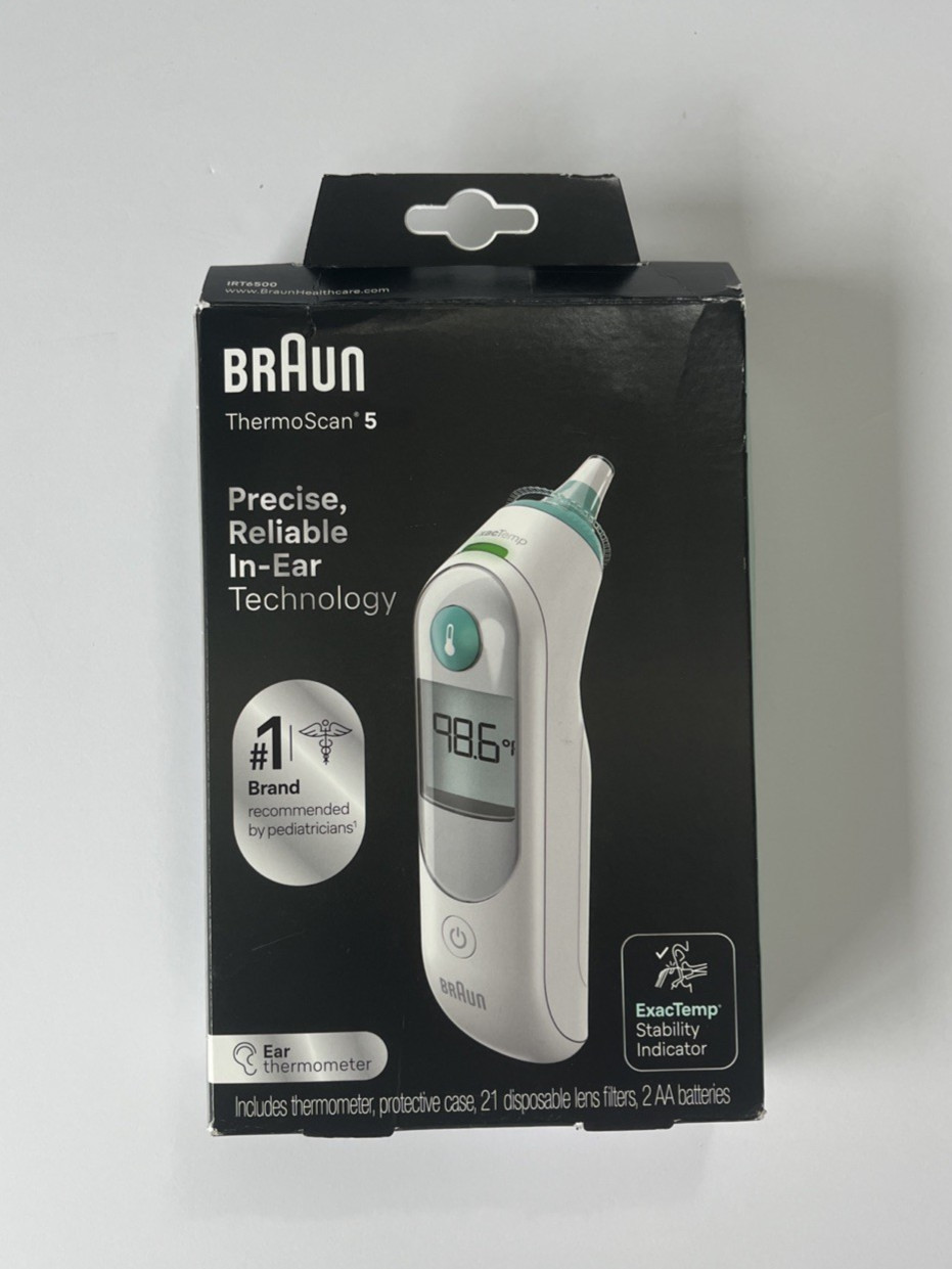 Braun ThermoScan 5 In-Ear Thermometer ExacTemp Indicator w/Protective Case