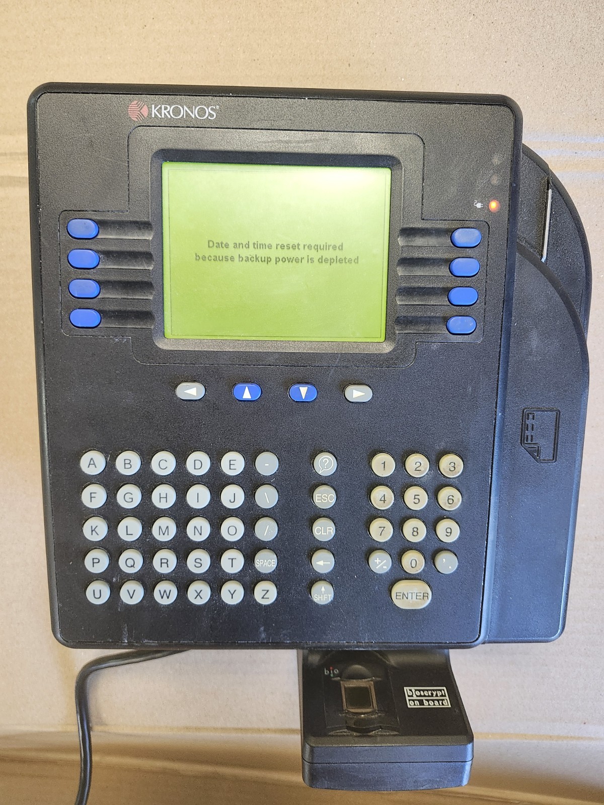 KRONOS System 4500 Time Clock Card Reader Terminal touch ID and power supply