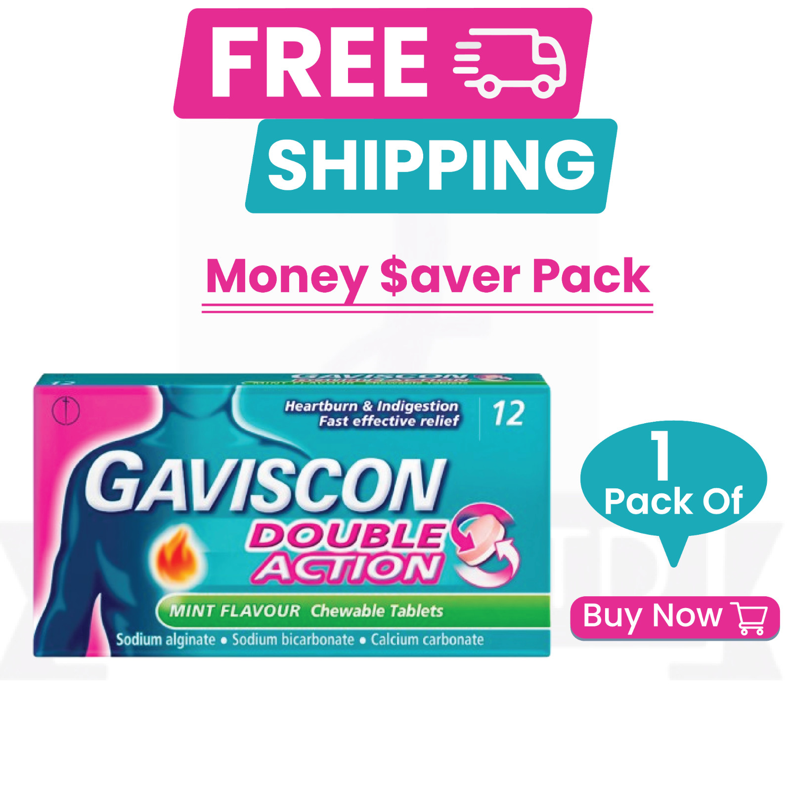 GAVI-$CON Double Action Chewable Tablets Mint (12count)