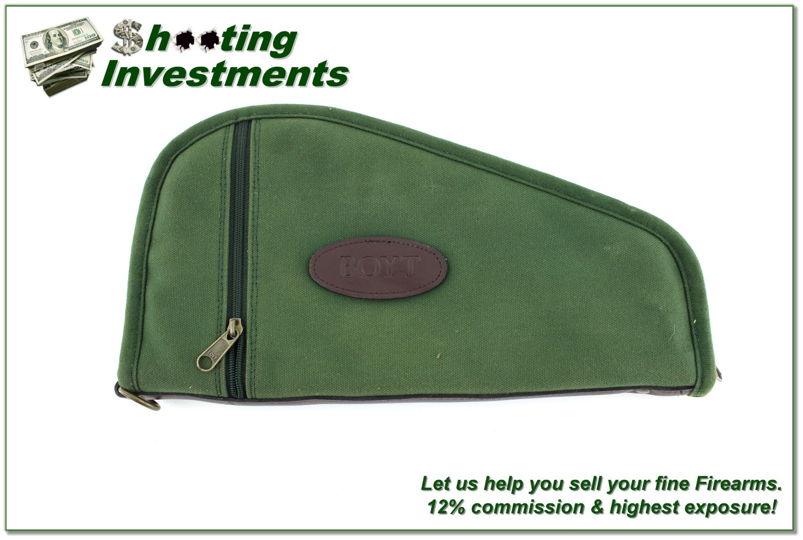 Boyt Green 14" Vintage Style Handgun Pistol Gun Soft Case