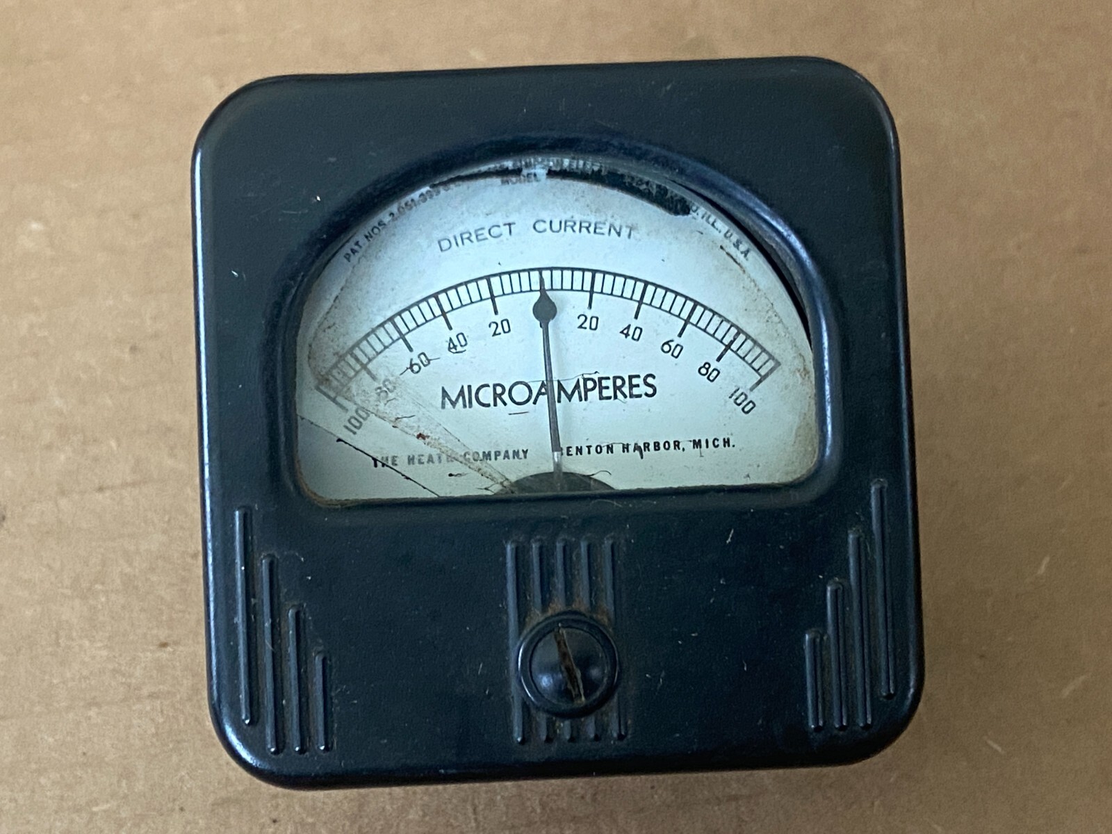 Vintage Simpson DC Microamperes Panel Meter Measures -100-0-100 uA Heath Gauge