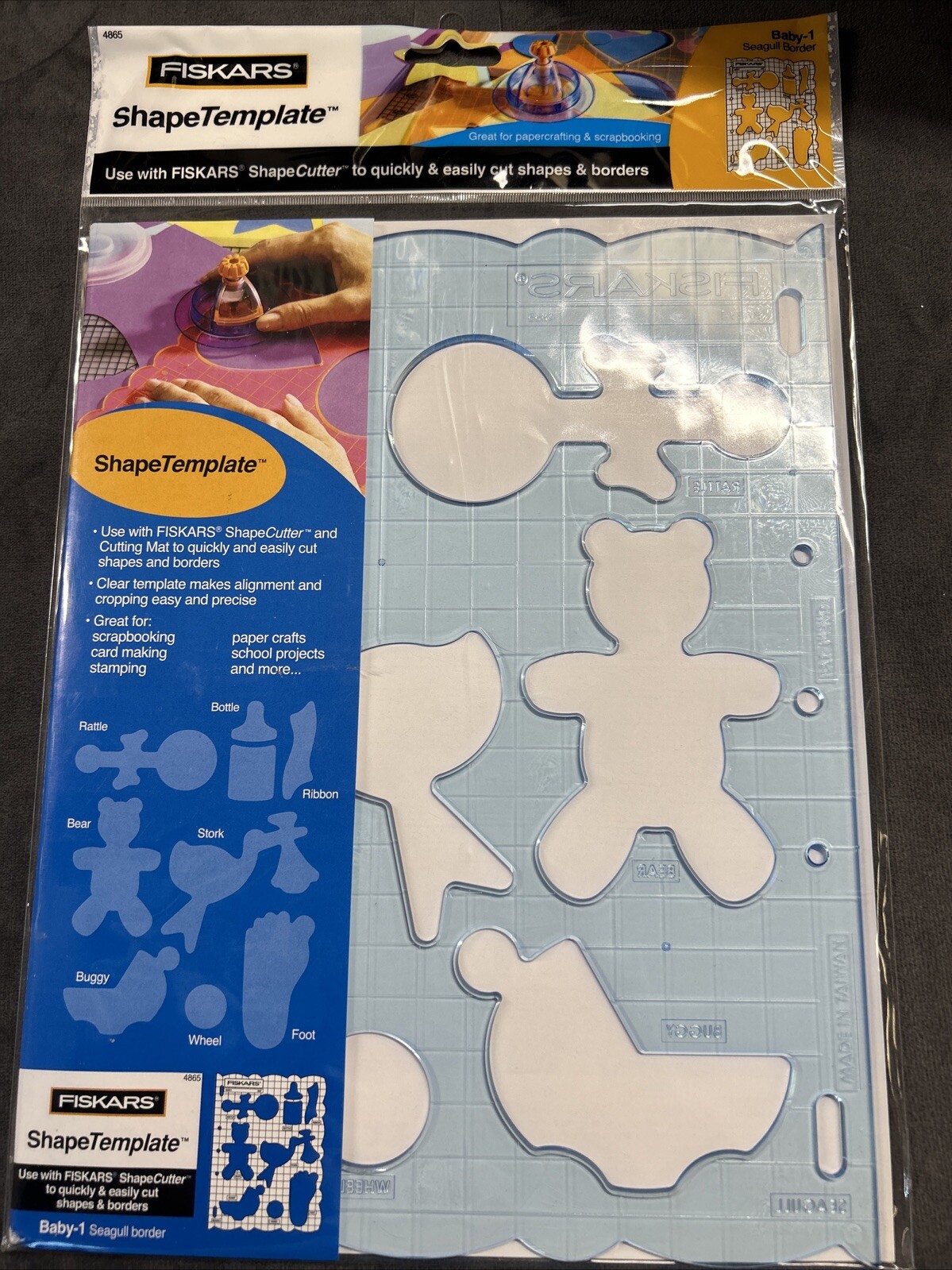 Fiskars Shape Template Set Baby 1 Seagull Border Stencils Scrapbook 4865 NEW