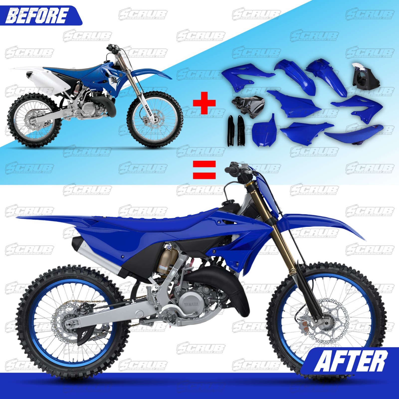 Yamaha YZ125 YZ250 2005-2007 Polisport Restyle Plastics Airbox Seat Fuel tank