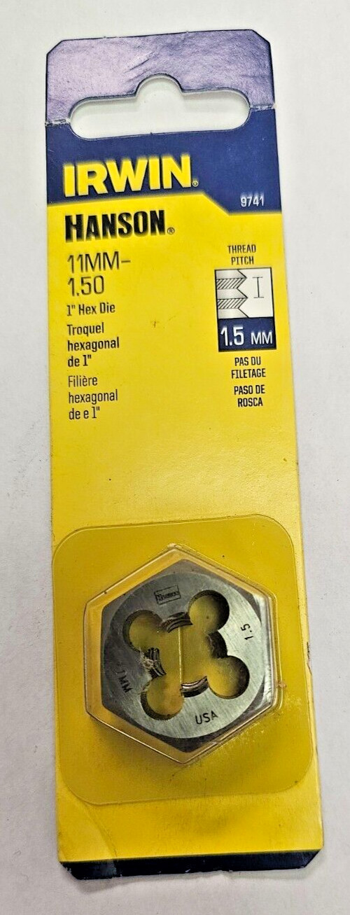 Metric Irwin Hanson 9741 11MM - 1.5 HCS Made in USA RH 1" Hex Die