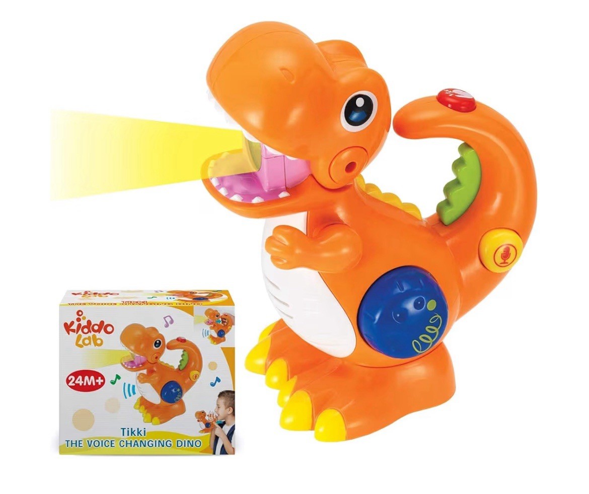 KiddoLab Tikki The Dino -Voice Changer, Recording, Playback Microphone & Lights