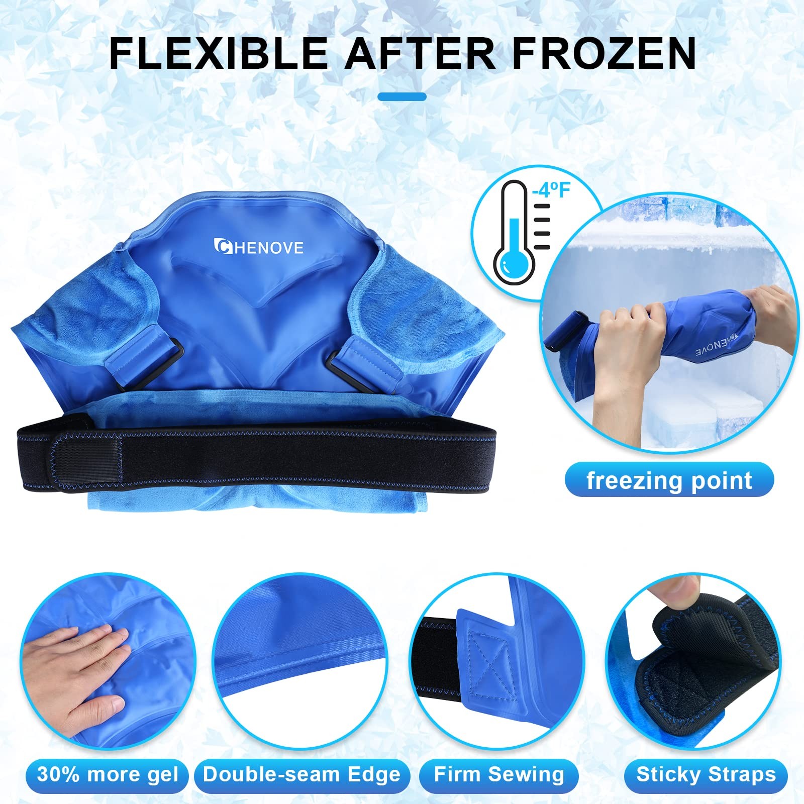 Chenove Ice Pack for Shoulders Upper Back with Strap, Neck and Shoulder Ice Pack