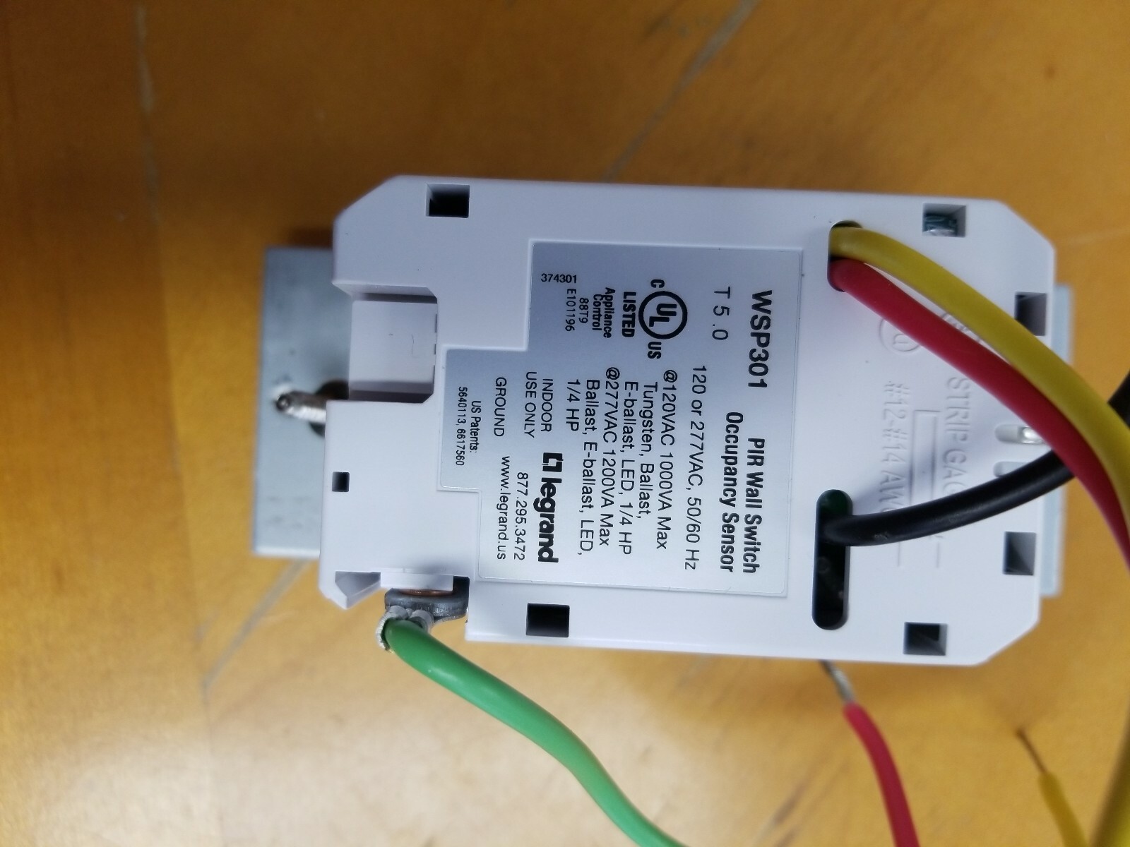 Wattstopper (WSP301W) PIR Wall Switch Sensor