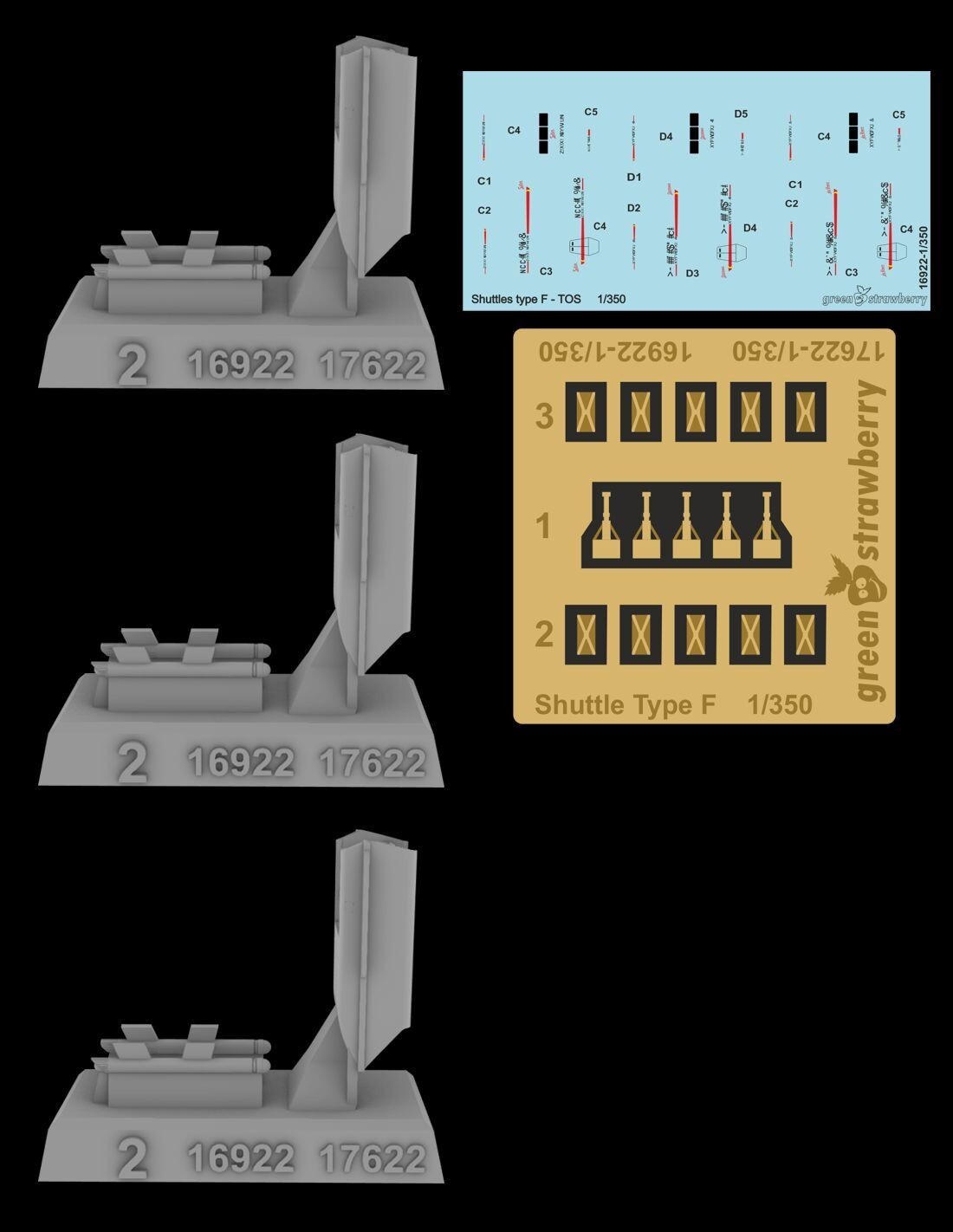 Green Strawberry 1/350 Star Trek Shuttles Type F - TOS Model Kits