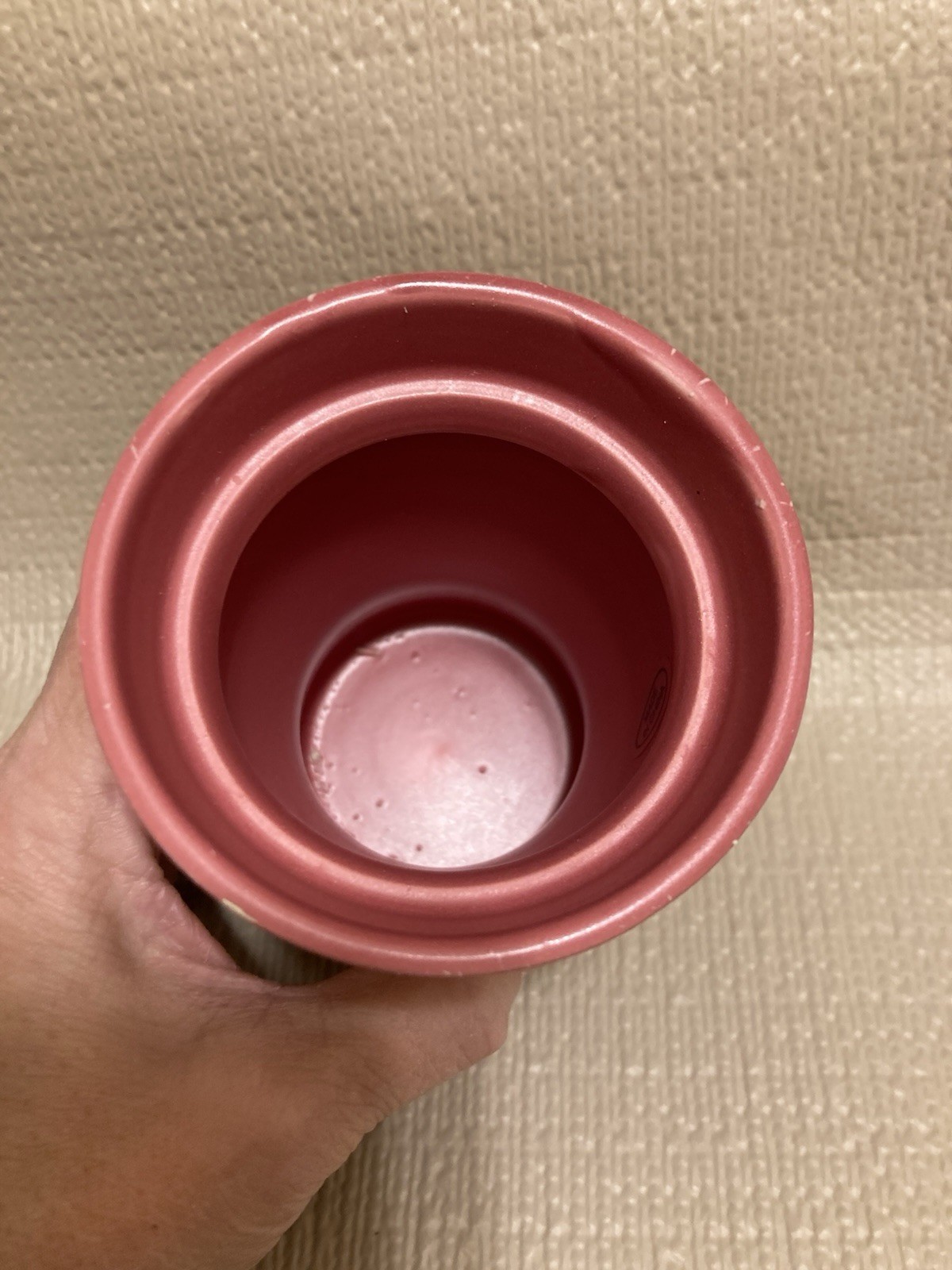 4"H Small Planter Flower Pot Pink Rose White Speckles String Bow