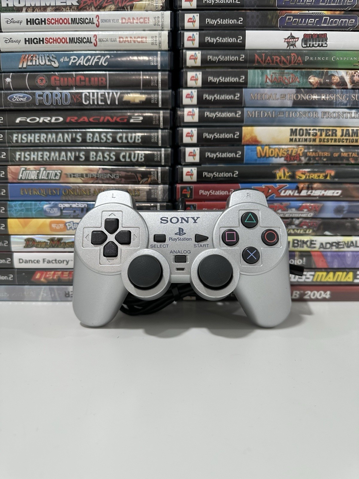 Sony PS2 SILVER Wired Controller OEM DualShock PlayStation 2 AUTHENTIC