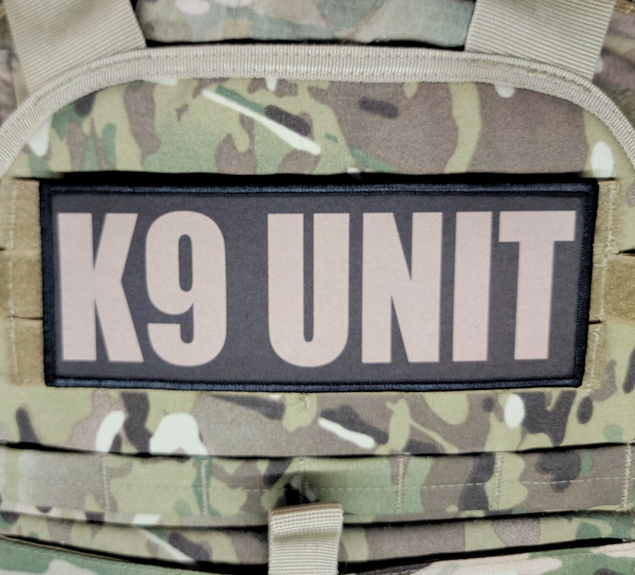 3x8 K9 Unit Black TAN Placard Patch SWAT Hook Backed Badge Sheriff Police