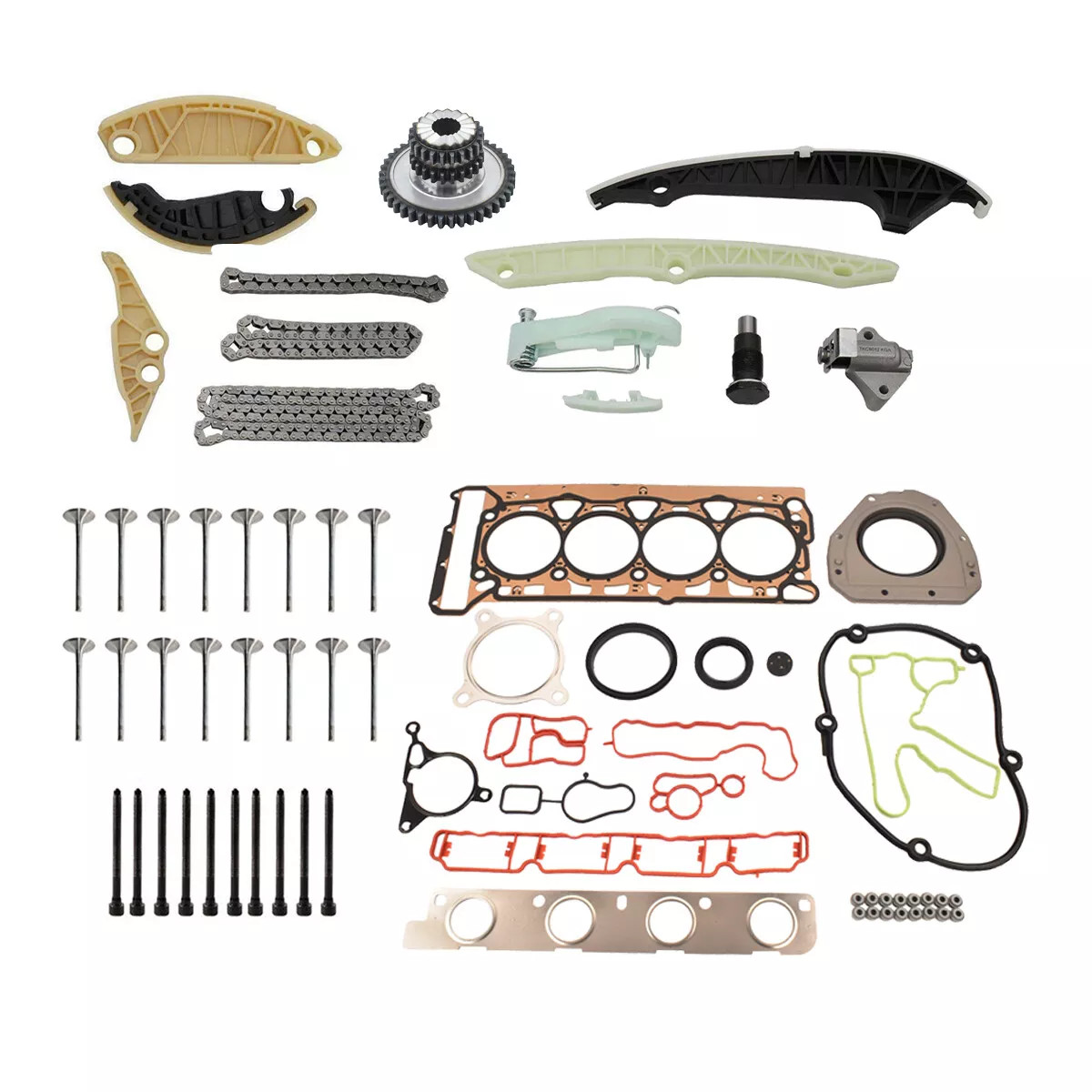 Timing Chain Head Gasket Set Intake Exhaust Valves Kit for Audi VW Jetta 2.0 TSI