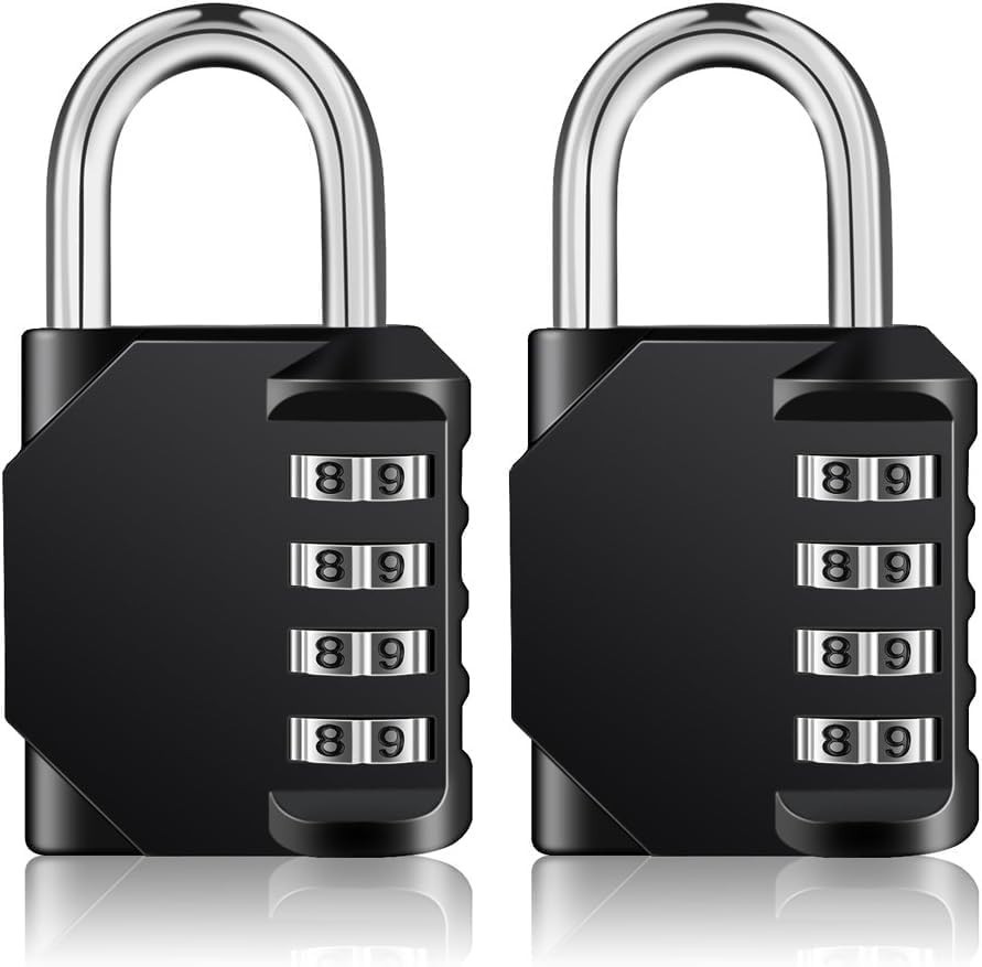 Sturdy Lock with 4-Digit Code - Weatherproof Black Padlock for Security Needs
